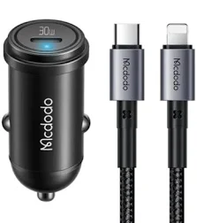 Mcdodo CC-7492 30W 1C PD Fast Car Charger+ 36W C to Lighting Cable 1.2m