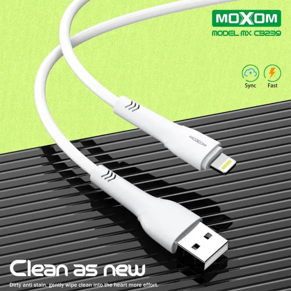 Moxom MX-CB239 USB TO Lighting 3A PVC Fast Data Cable