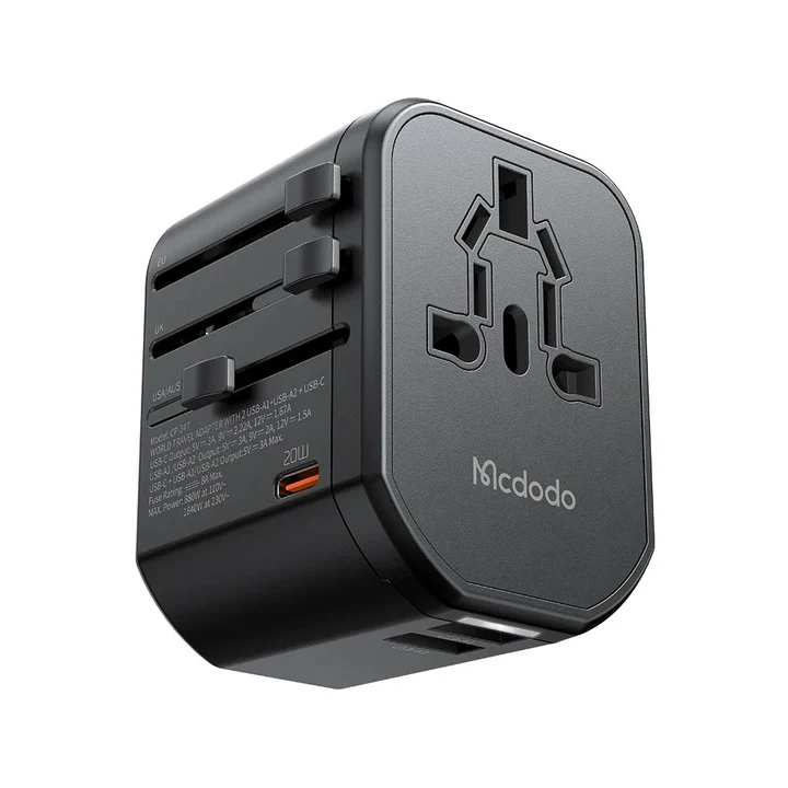 Mcdodo CP-3471 20W 1C+2A+1AC Universal Travel Adapter  UK/US/EU/AU)