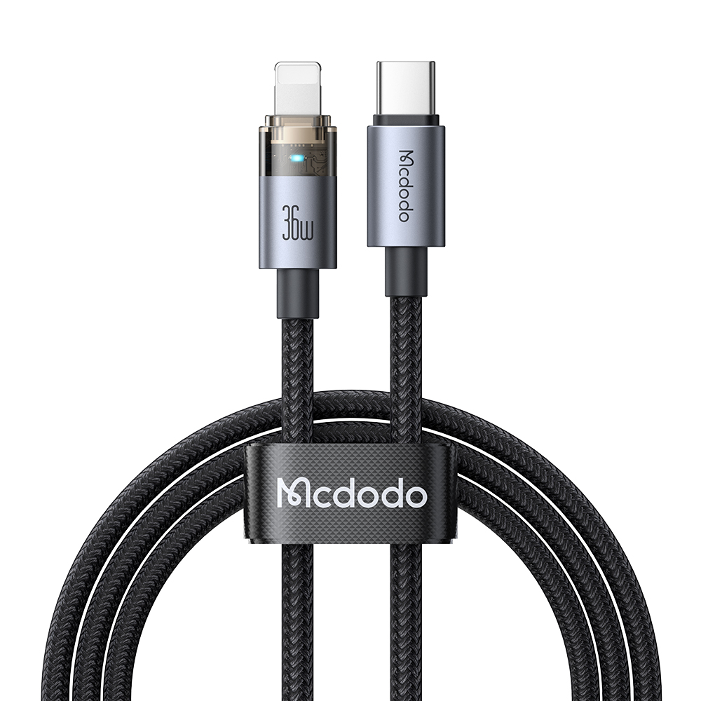 Mcdodo CA-6940 36W USB-C to Lightning Transparent Cable with Charging Light 1.2m